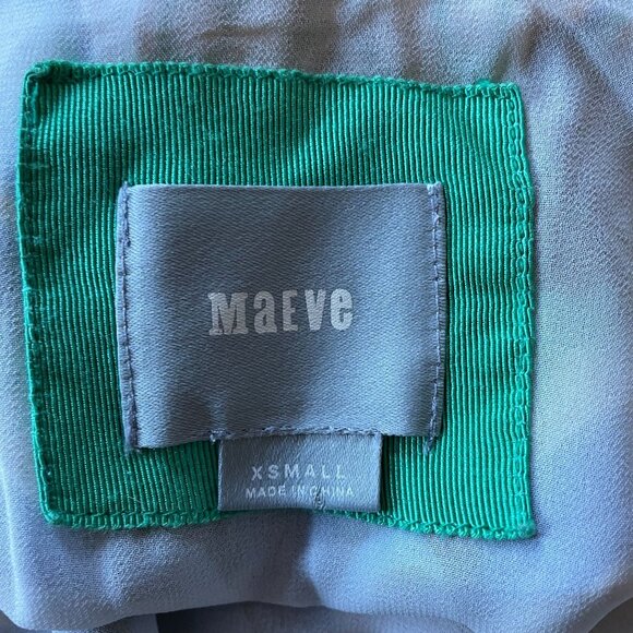 Maeve Blue Green Gold Abstract Pattern V-Neck Cap Sleeve Sheath Dress Size XS - Picture 5 of 6